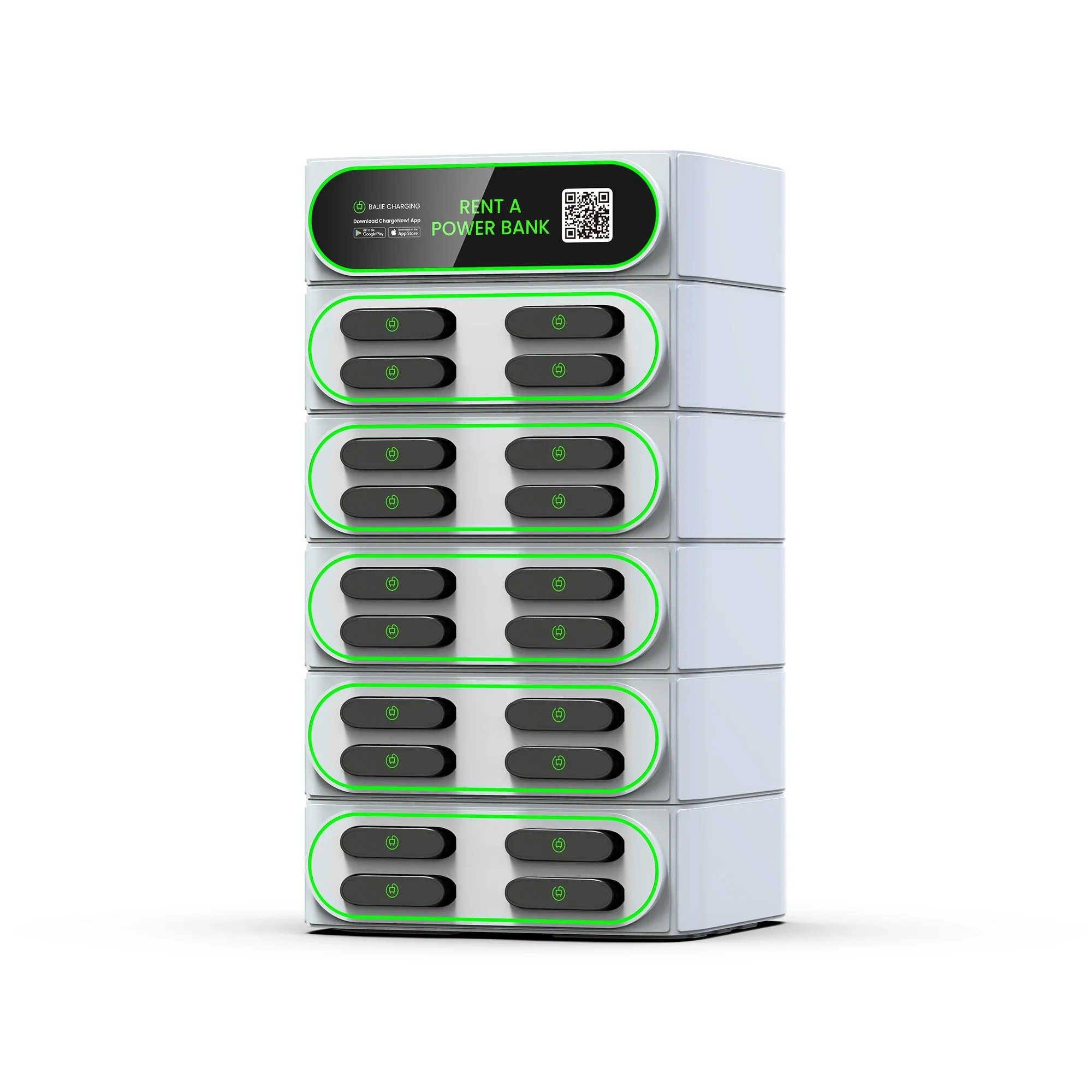 Qr Scan Self-service 20 Slots Stackable Sharing Powerbank Station Bajie Charging Phone Charging For Commercial Outdoor Easy Go