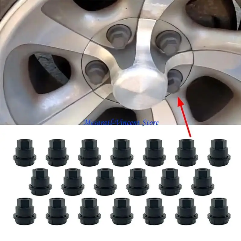 A70F 20 대 자동차 러그 너트 프로텍터 세트 24mm 트럭 휠 유지 보수에 적합한 방지 블랙 플라스틱 캡 15661036