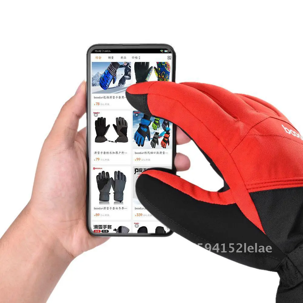 Bo inverno novas luvas de esqui ao ar livre com veludo interno montanhismo luvas quentes impermeáveis