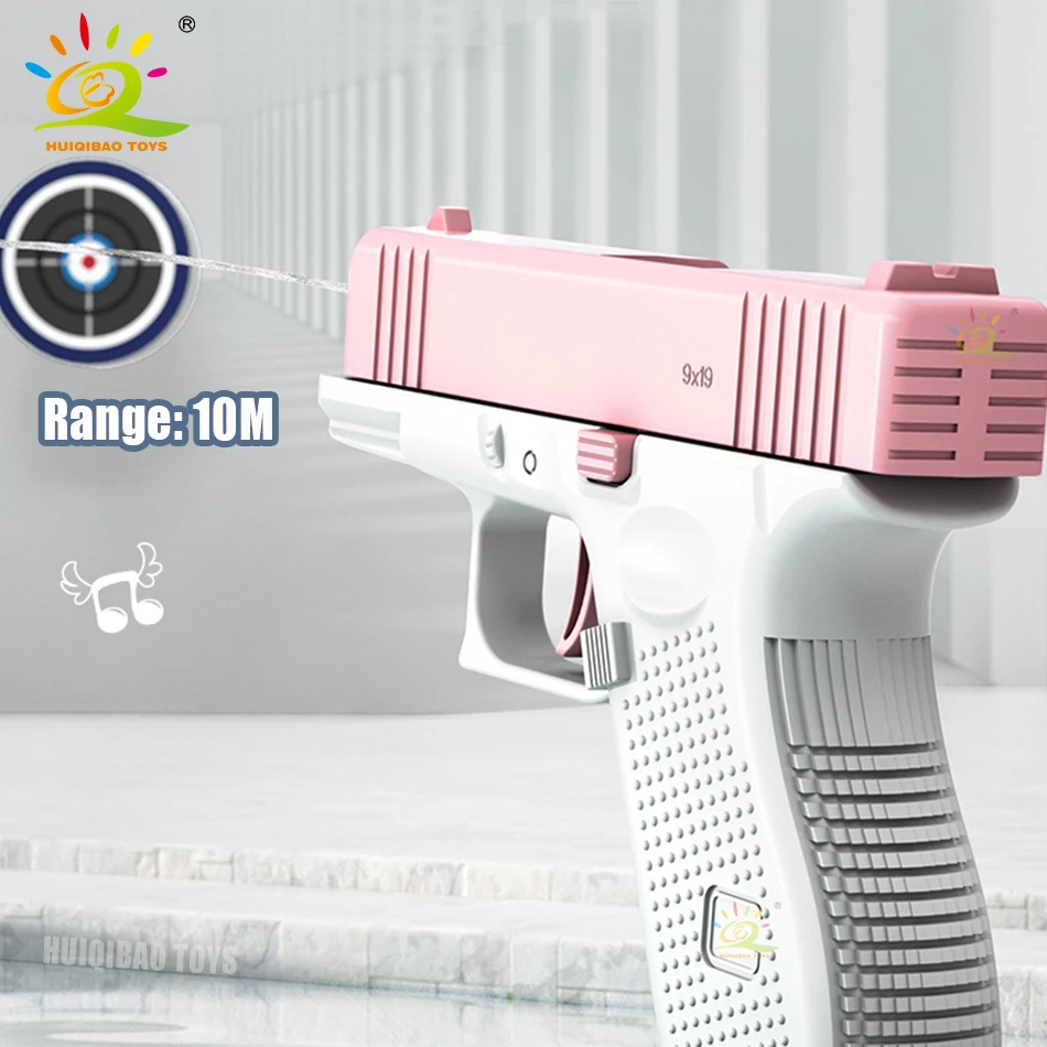 HUIQIBAO Glock Manual Water Gun Portable Summer Beach Outdoor Play Pistol Fight Powerful Weapon Toys for Children Boys Kid Adult