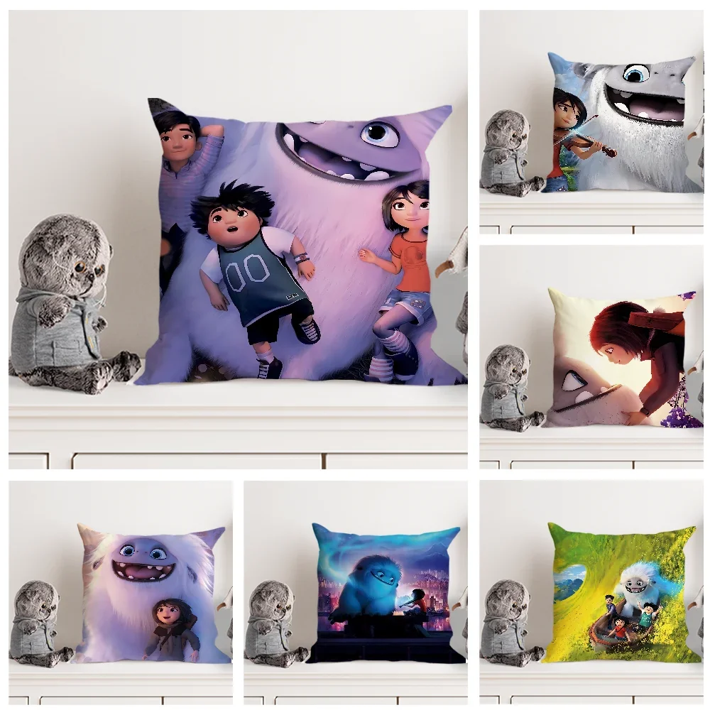 

A-Abominable movie MG Pillow Case Double Sided Printed Cushion Cover Soft Short Plush Sofa Decorative Home Decoration