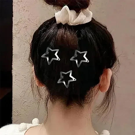 Horquilla BB coreana para mujer, estrella plateada Y2K, pinzas para el cabello con estrella de Metal, pasadores laterales, agarre para el cabello, accesorios para la cabeza