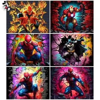 

2025 New 5D DIY Diamond Painting Marvel Spider Man Full Round Diamond Mosaic Iron Man Home Decor Perfect Gift