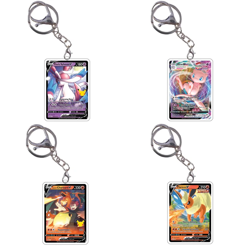 Брелок в стиле карты Pokemon Mew Dark Sylveon Jolteon Inteleon Cel Fst, игровые персонажи аниме, самодельная акриловая подвеска, украшение