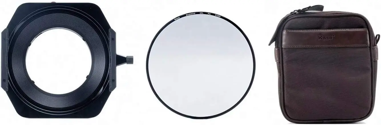Kase K150P Filter Holder Set for Sigma 14-24mm F2.8 Sony Mount, Magnetic CPL, 2 Rectangular Filter Slots, Black Anodized