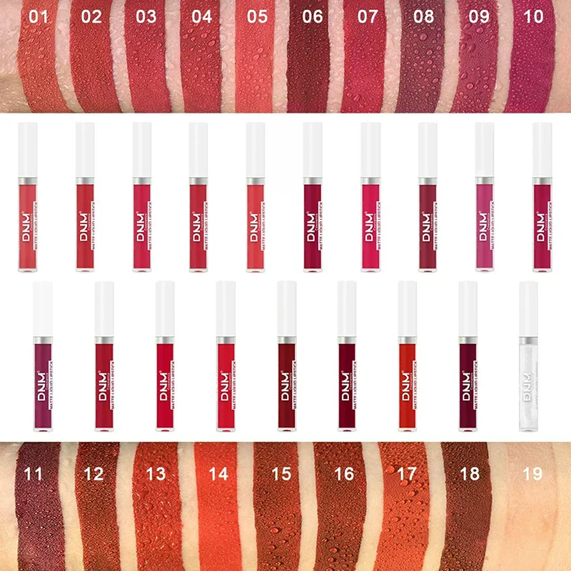 19 色マットベルベットリップグレーズ防水長期持続色褪せしにくいリップグロス口紅防水メイクアップ化粧品ツール