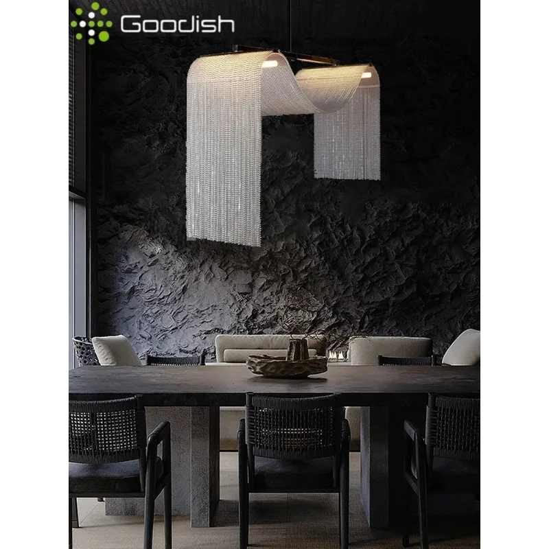 شلال شرابة معدنية قلادة LED أضواء معدنية الأوروبية مصمم مصباح معلق لغرفة المعيشة بريق ثريا تزيين المنزل