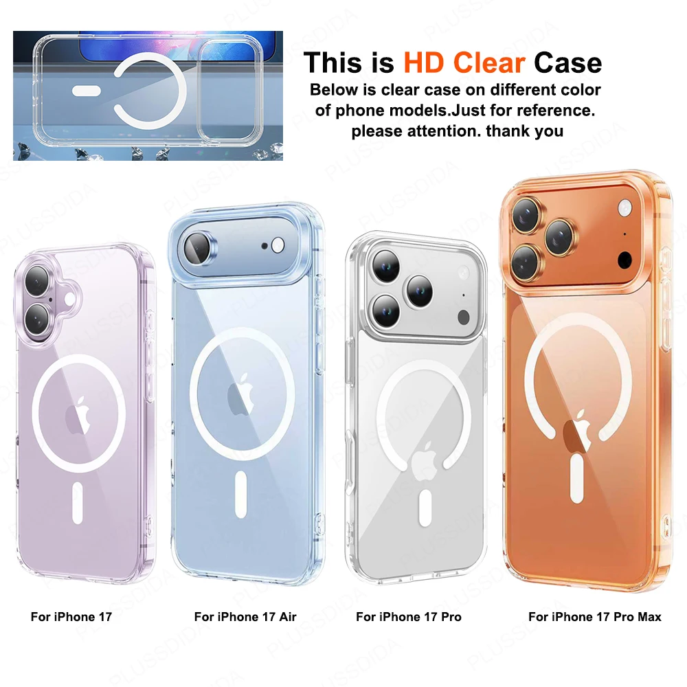 Clear Transparent Magnetic Case For iPhone 17 Pro Max 17 Air 17Pro Case Cover for iPhone17 for Magsafe Charging Shell Accessory - náhled 4