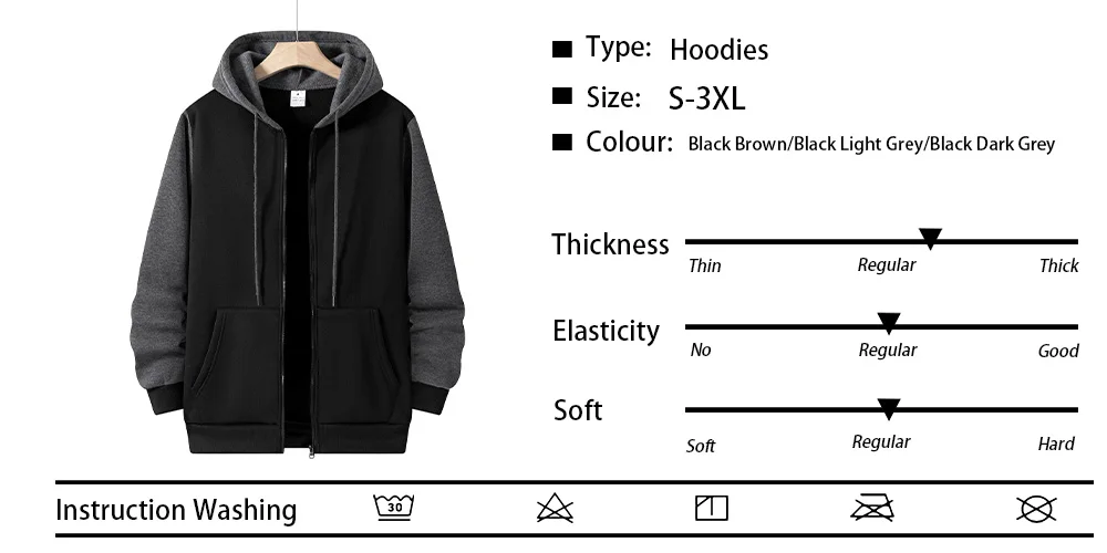 Herbst Zipper Verschluss Hoodies Langarm Jacke männer Sport Casual Mit Kapuze Sweatshirt Multi Taschen Outdoor Jogging Kleidung – Detail 1