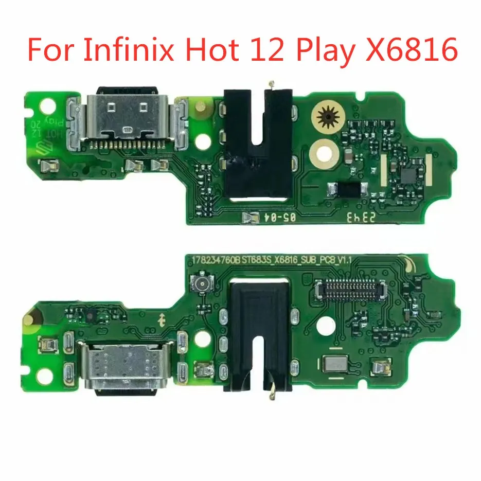 USB Charging Dock Port Socket Jack Plug Connector Charge Board For Infinix Hot 12 Play X6816 Flex Cable Headphone Audio Jack