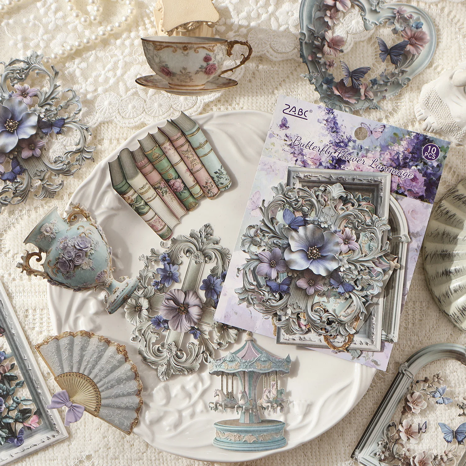 10 قطعة/1 مجموعة Kawaii سجل القصاصات ملصق نحت الظلال لإنشاء الزهور المجلات سكرابوكينغ لوازم مخطط ديكور #4