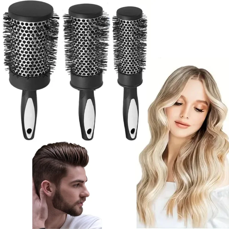 Round Curling Roller Comb Hair Styling Nylon Brush Thermal Aluminum Tube Barrel Hair Comb for Woman Man Hair Blowing and Drying view 6