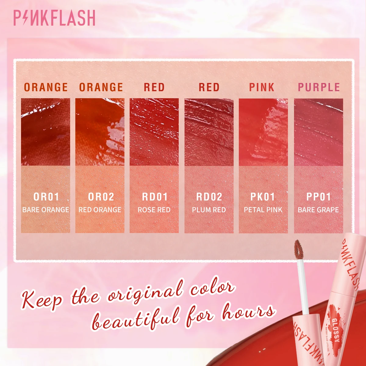 PINKFLASH Hydraterende Vloeibare Lipstick Waterdicht Langdurige Lipgloss Glanzende Niet-plakkerige Hoge Pigment Lip Tint Make-Up Cosmetica