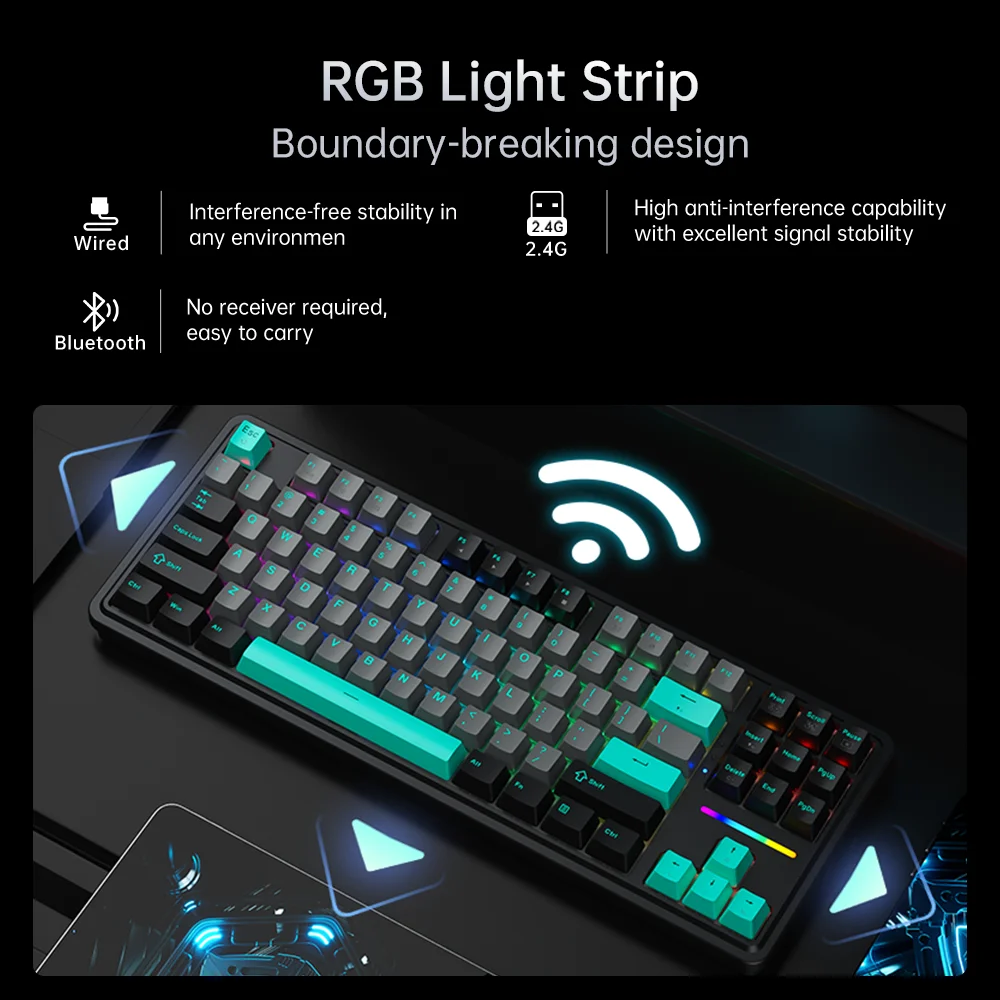 لوحة مفاتيح ميكانيكية Machenike KG87 ثلاثية الوضع 8000 مللي أمبير في الساعة بلوتوث لوحات مفاتيح الألعاب اللاسلكية Kailh Switch Gasket RGB #3