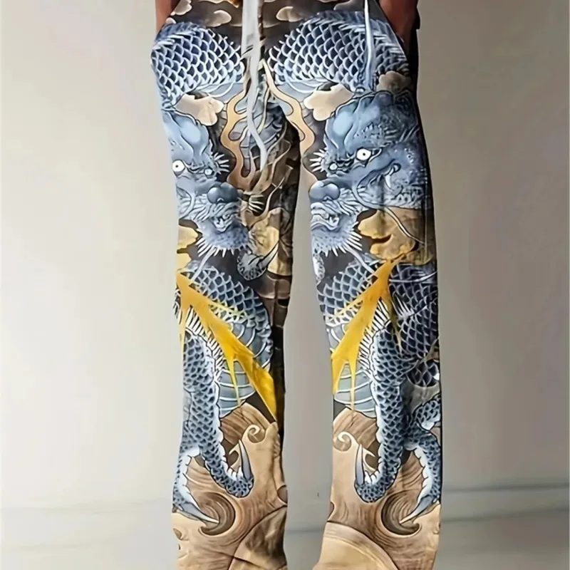 الربيع والصيف سراويل تقليدية رجالية موضة الطباعة الرقمية التدرج الرجال Sweatpants الرجال فضفاض الرباط هاواي شاطئ بانت