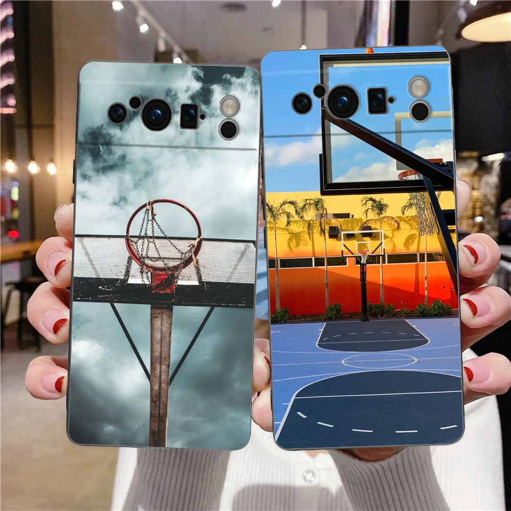 Basketball Court Sports For Google Pixel 8 7 6 Pro 6A 5G Black Phone Case Soft Shockproof Back Cover Silicone TPU Shell Coque