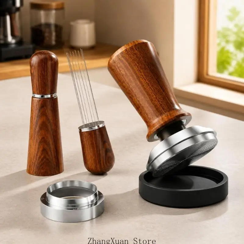 Handle Coffee Tamper with Guided Spring Pressing Assembly Espresso Tool 3XUF