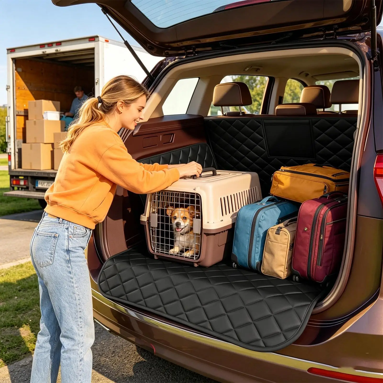 

Чехол-накидка для собак в автомобиль 169x175 см, водонепроницаемый, противоскользящий, универсальный, гамак-подстилка для защиты багажника седанов и внедорожников