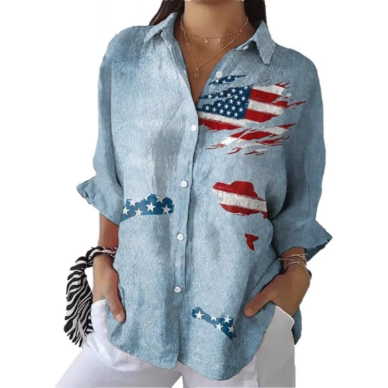 Long Sleeve Top Collar Regular Length Socialite Style with Regular Sleeve Light Stretch 3D Pattern Women Blouses and Shirts