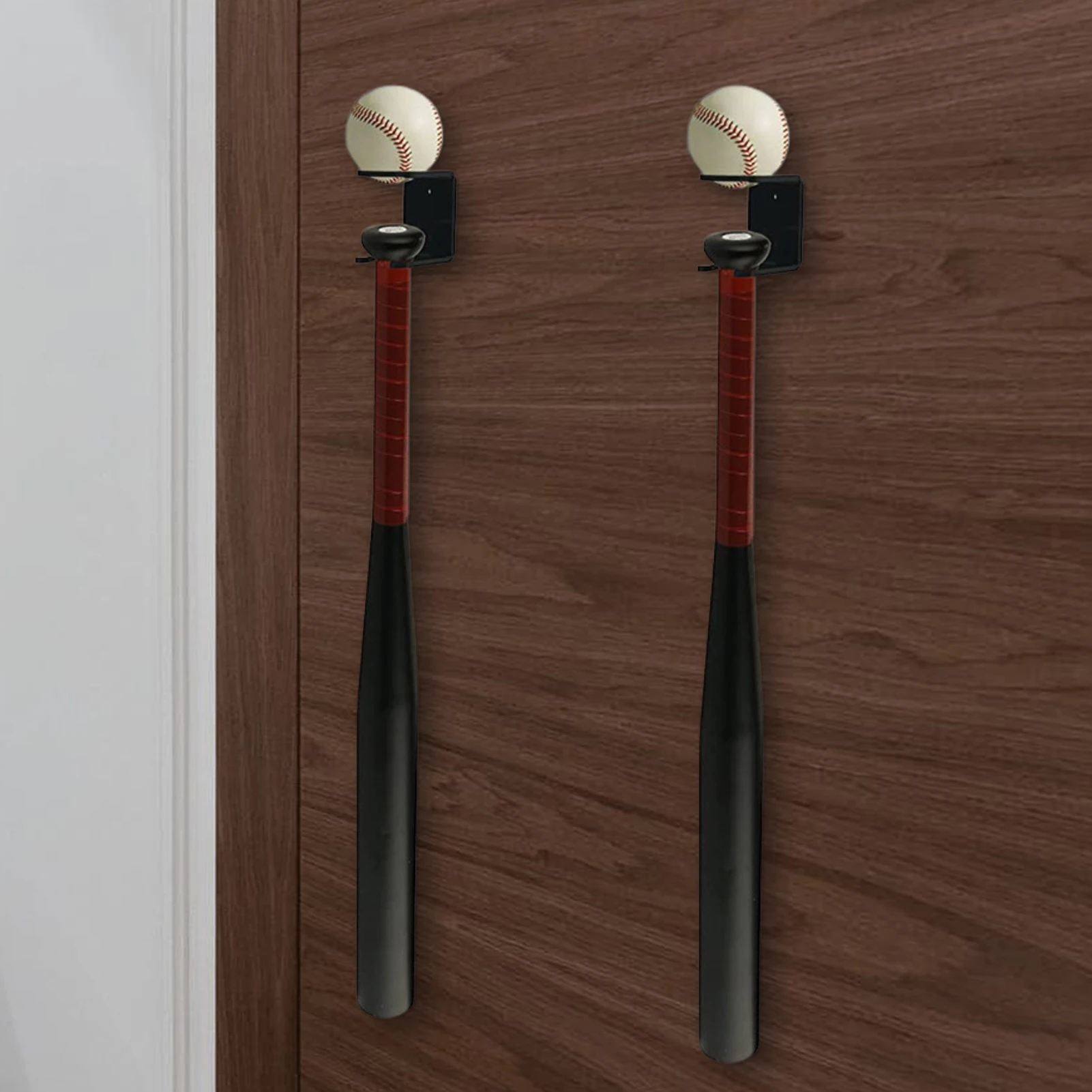 

Baseball Bat Wall Mount Wall Mount Bat Rack Black Acrylic Vertical Holder Baseball Bat Storage Hold 2 Bats And 2 Balls