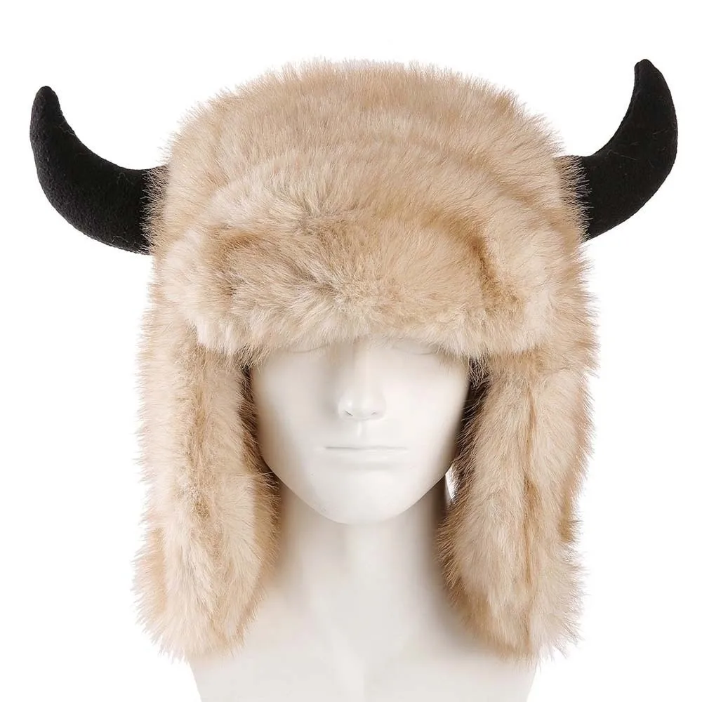 Mink Texture Faux Fur Hat Thickened Lining Windproof Fabric Winter Trapper Caps Adjustable Strap Soft Touch Ear Flap Headwear
