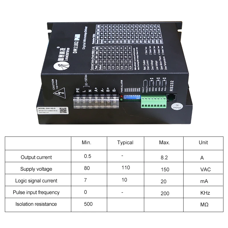 Leadshine DM1182 Digital Microstep Driver Voltage 90-130VAC Current 8.2A 2-Phase Stepper Drive For NC Router Nema 34 Motor