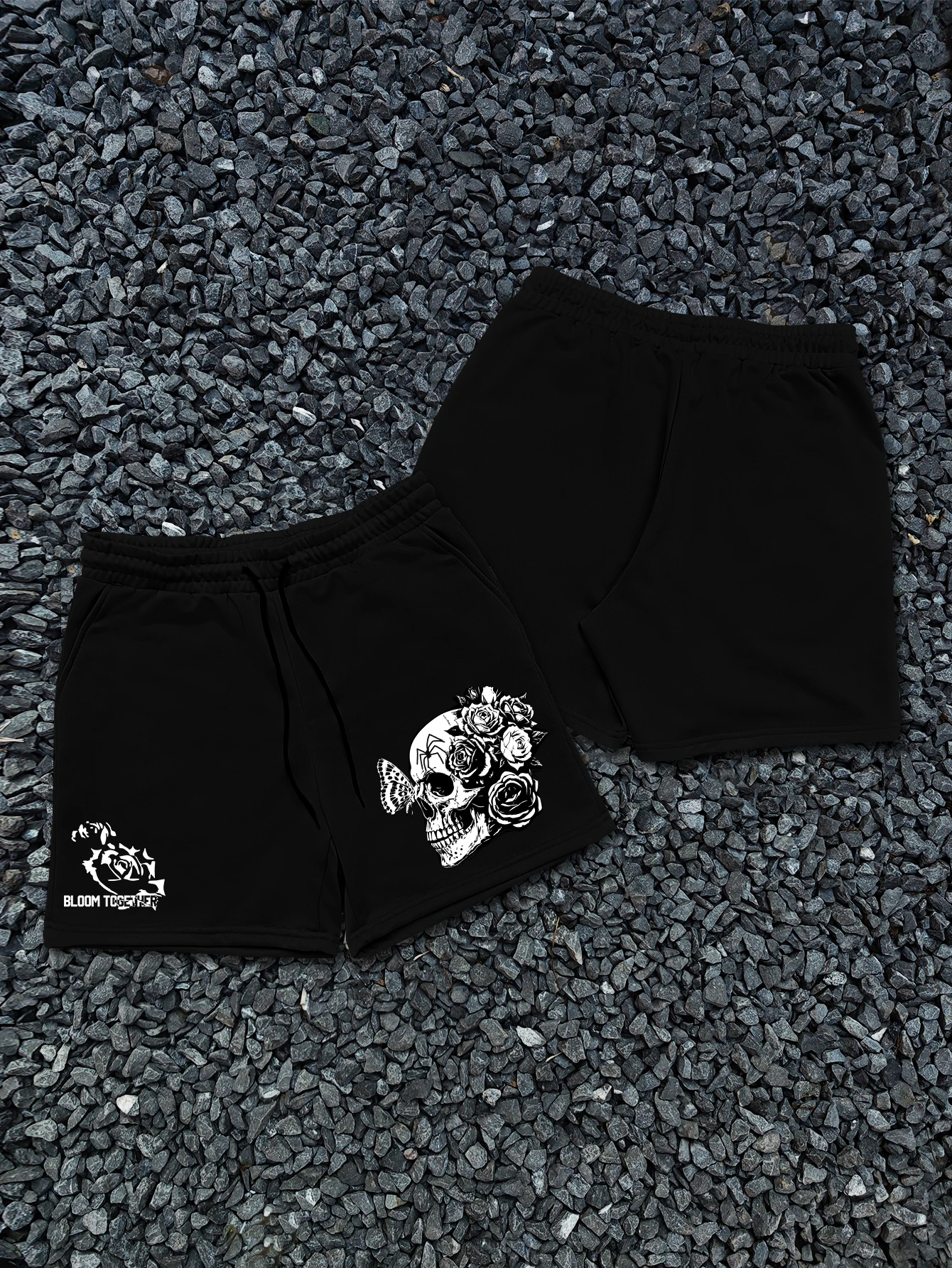 

Men's Skull&Flower Pattern Casual and Sporty Style Shorts Comfortable Lightweight for Summer Outdoor Activities，Y2K&Preppy Look