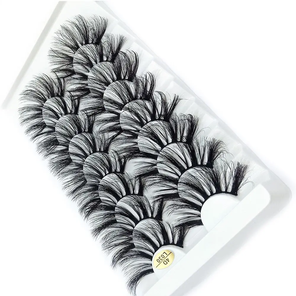 8 Pairs 4D Mink False Eyelashes Eye Lash Extension 25MM Full Volume Thick Wispies Fluffy Long Natural Handmade Eyes Makeup