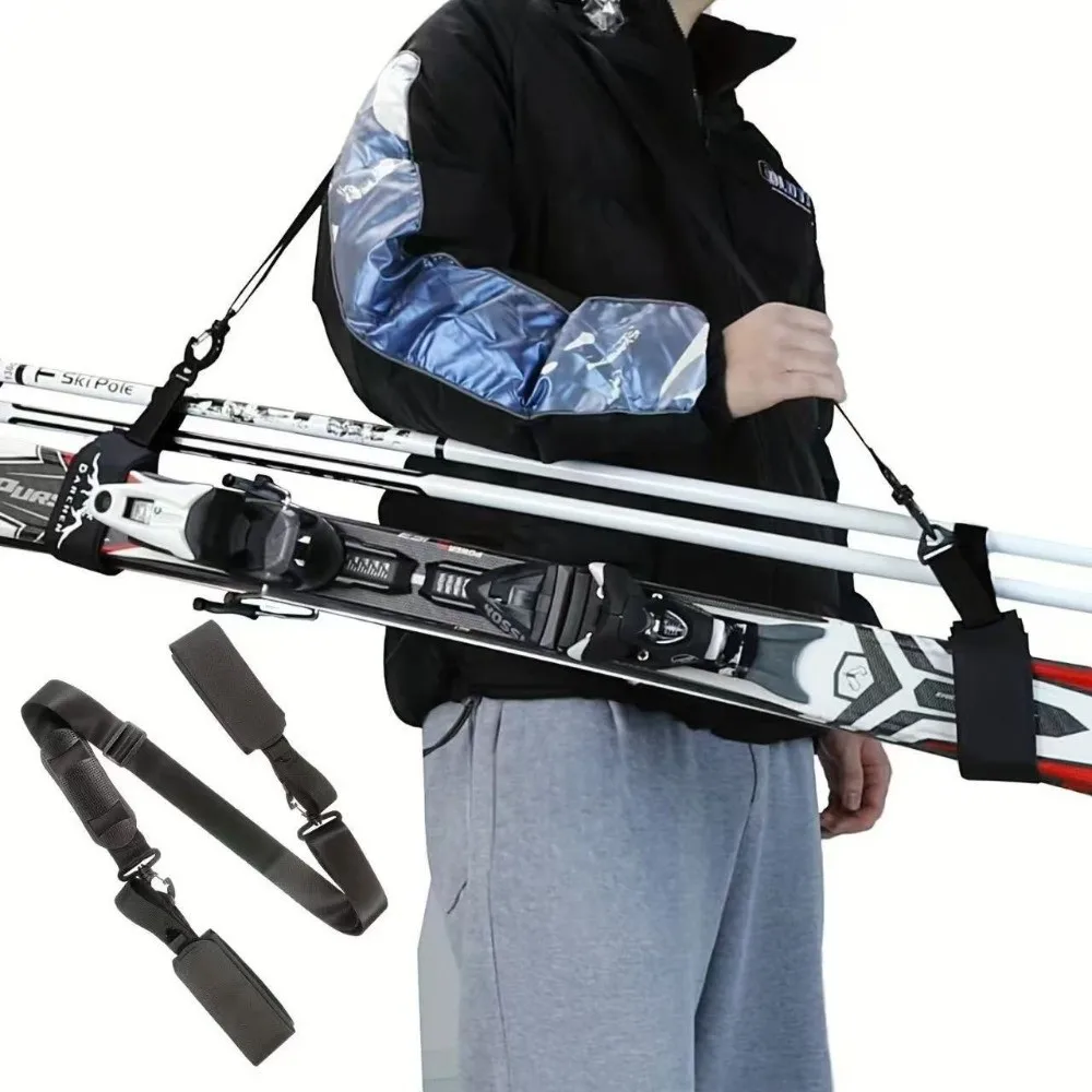 Adjustable Ski Pole Carrying Strap Ant-Slip Pad Sponge Plastic Adjustable Ski Pole Strap Nylon Fixed Strap