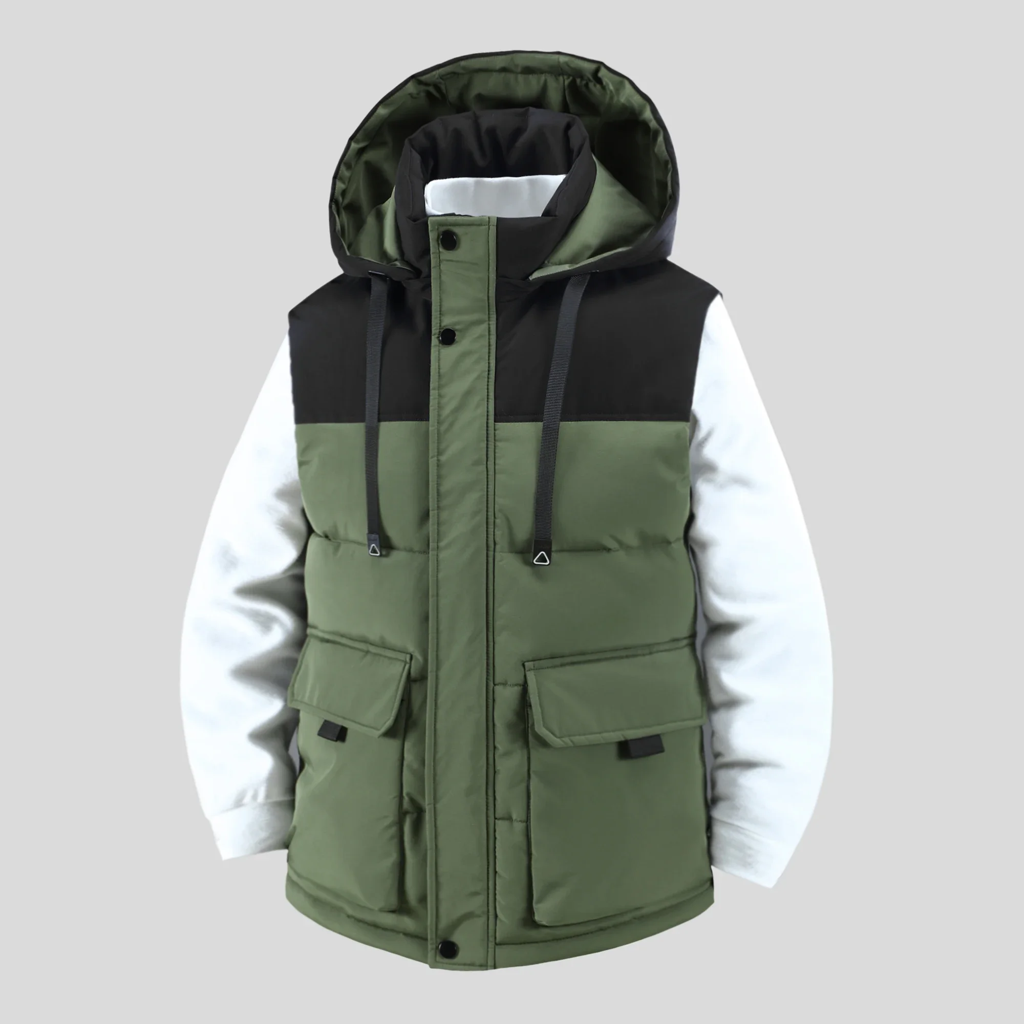 Outdoor Mens Detachable Hooded Vest Warm Down Cotton Vest Cold-proof Men's Winter Fashion Coat Workwear Vest Thickened Waistcoat