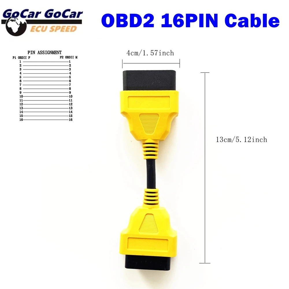 New OBD2 Extension Cable Car obd2 16Pin Male to Female Plug Extension Cord Yellow Cable Extend OBD2 Diagnostic interface Adapter