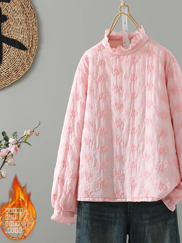 

Thiened Cotton Padded Hooded Jaet Women's Vintage Sle Inner And Outer Wear Spring Autumn Winter Long Sve Stand Collar