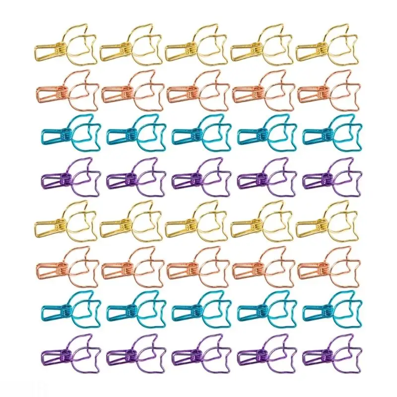 D08B 40Pcs Colorful Metal Clip Long Tail Paper Clip File Paper Clamp Note Holder Clip for File Document Note Bag Picture
