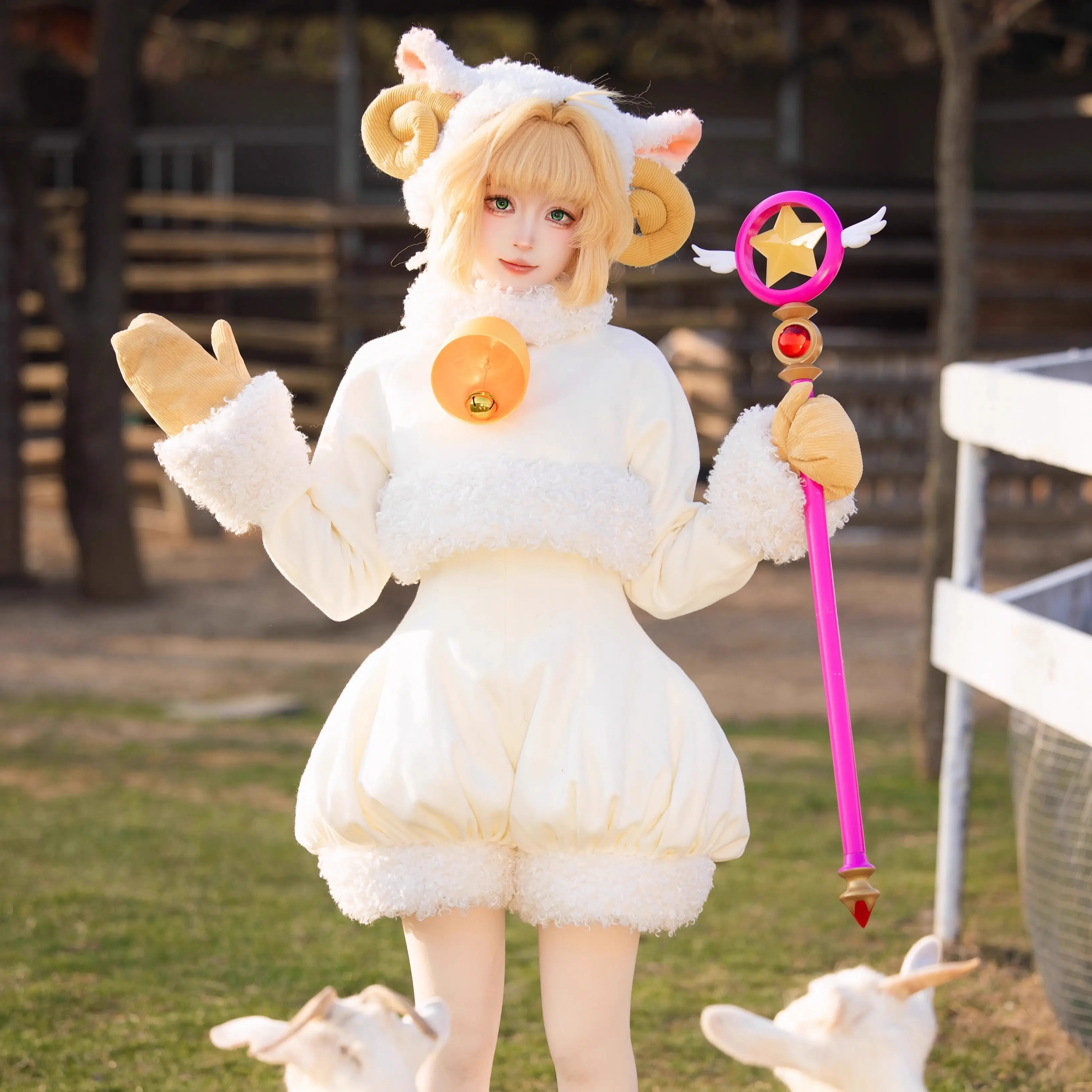 Card Captor KINOMOTO SAKURA Cosplay disfraz de oveja uniforme de fiesta de Anime Halloween juego de rol ropa de invierno