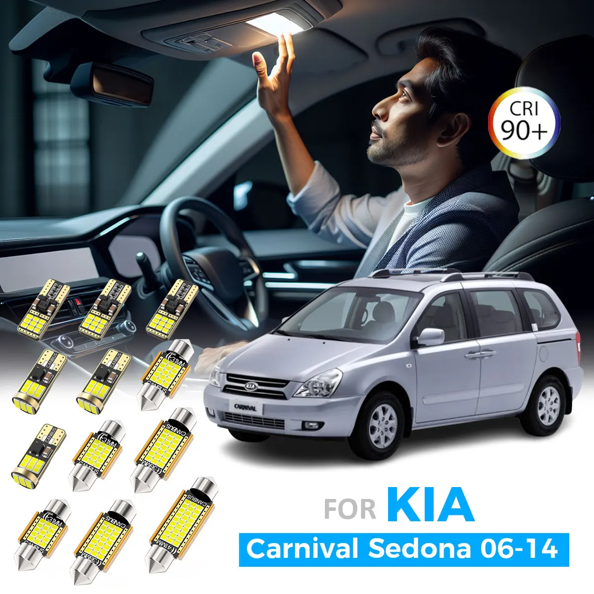 AENVTOL 15Pcs For KIA Carnival Sedona 2006 2007 2008 2009 2010 2011 2012 2013 2014 Car LED Interior Light Bulb Kit Accessories