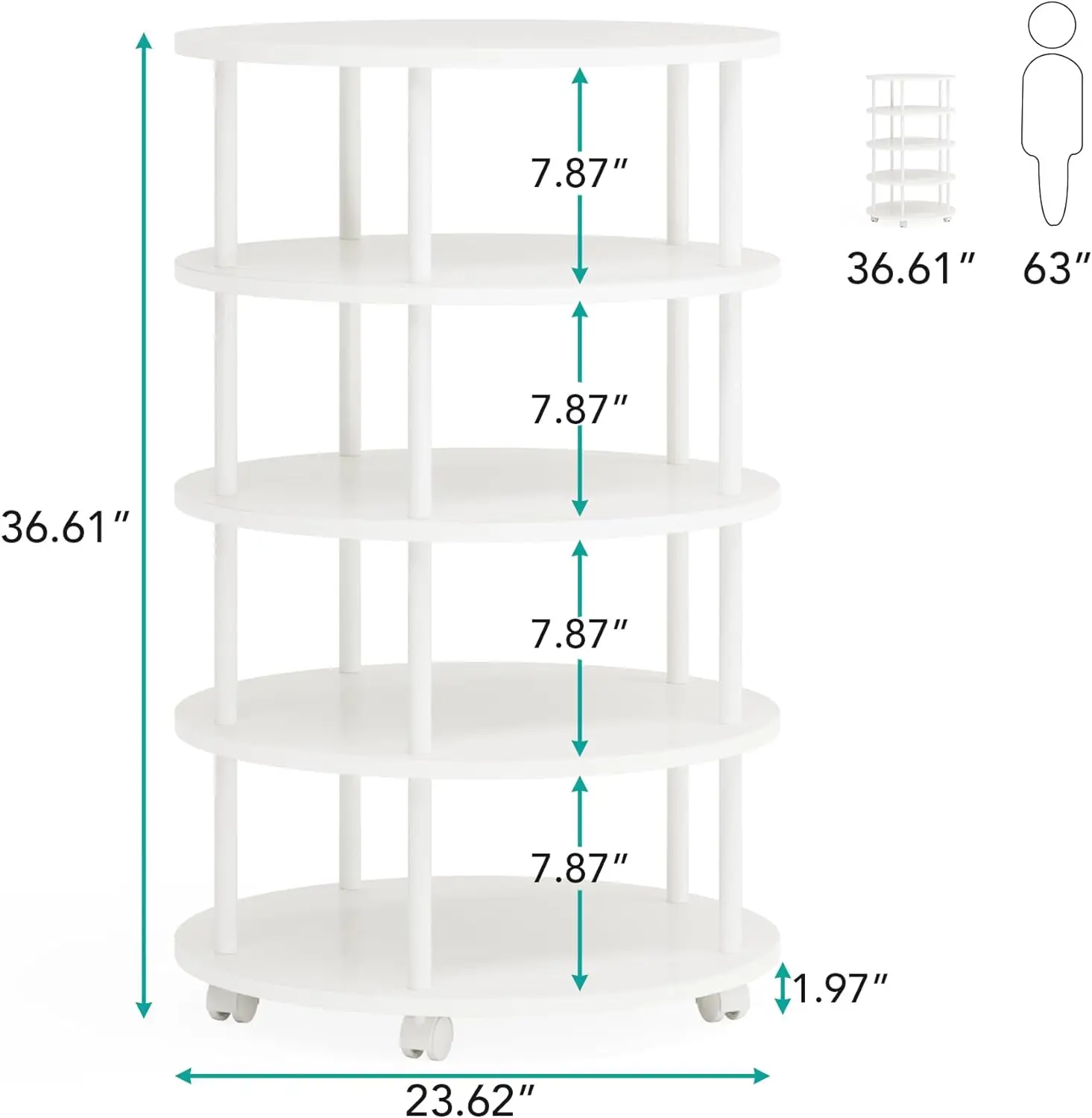 Rotating Shoe Rack, 5-Tier Revolving Shoe Storage, Modern Free Standing Spinning Shoe Organizer, Lazy Susan for Entryway Bedroom