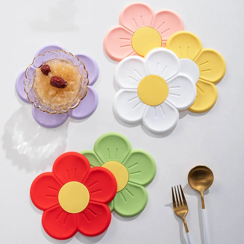 Sakura Table Mat Coaster Cuisine Accessoires Silicone Placemat Manteles Individuales Para Mesa Set De Table Cup Holder Coasters