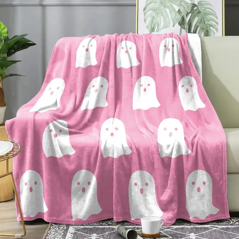 Halloween Rosa Nickerchen-Decke, Warme Weiche Flanell-Decke, Multifunktionale Dekorative Decken, Geschenke für die Feiertage – Detail 9