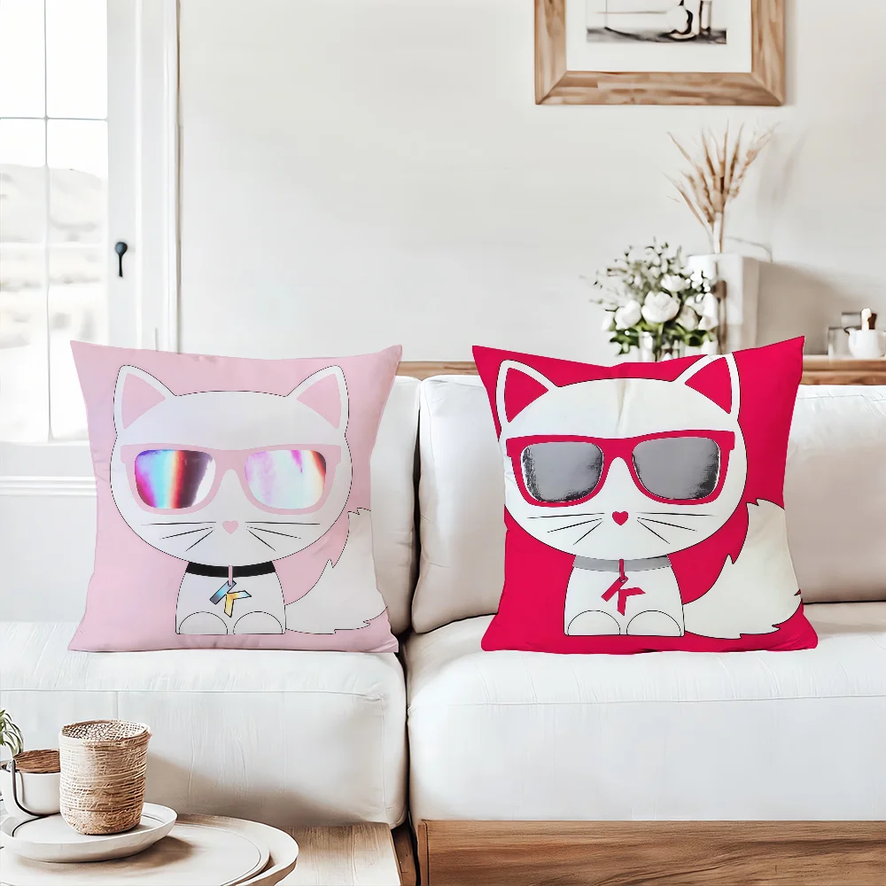 Kissenbezug mit modischem Aufdruck „Katze mit Brille“, Büro-Kissen, geeignet für Sofa, Auto, Schlafzimmer, dekorativer Kissenbezug