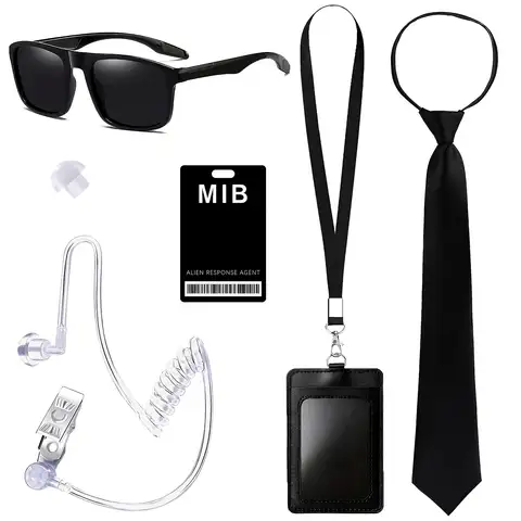6PCS MIB Agent Costume Accessories, Secret Service Costume Set Spy Costume Accessories for Men Women Kids for Cosplay