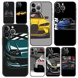 Luxury Phone Case For Apple iPhone 11 15 14 Pro MAX 12 13 7 8 Plus X XR XS MAX SE Black Cover Funda JDM Type R Civic Sport Car
