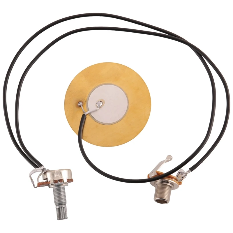 2Pcs 50MM Guitar Pickup Piezo Transducer Prewired Amplifier With 6.35MM Output Jack For Acoustic Guitar Ukulele Cigar Box Guitar