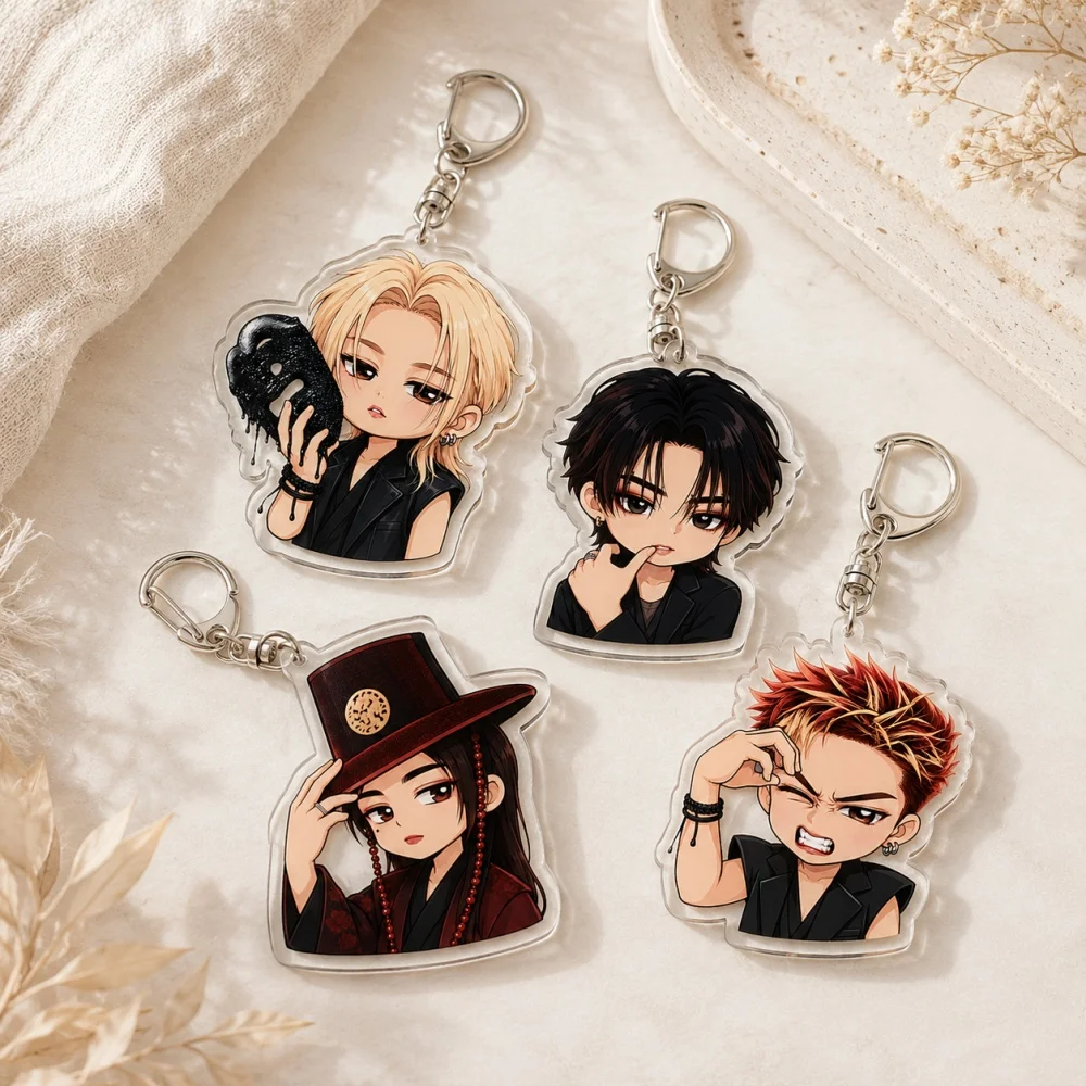 Cute Kpop Cartoon Chibi Keychain Accessories Bag Charms Women Keyrings Jewelry Fans Freinds Gift
