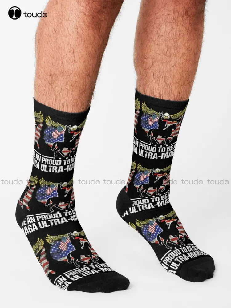 Bigfoot Proud To Be An Ultra-Maga Funny Socks Mens Colorful Socks 360° Digital Print Custom Gift Street Skateboard Socks Casual