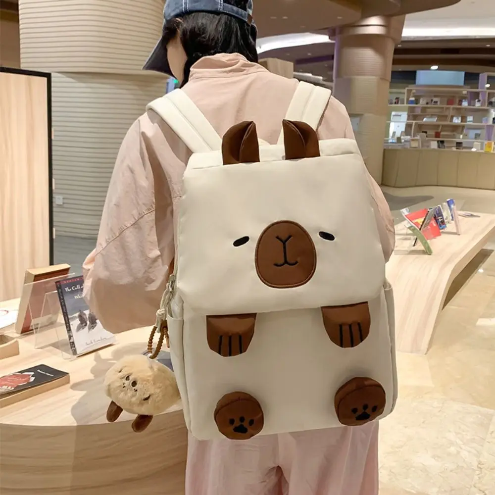 Capybara-Mochila De felpa de gran capacidad, bolso escolar de animales, bolso de hombro, bolsa de almacenamiento de muñecas de peluche, mochila de dibujos animados