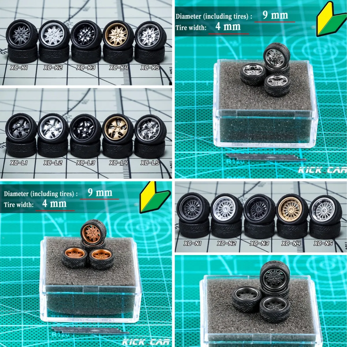 1/64 ABS دييكاست نموذج عجلات السيارة مع الإطارات المطاطية مجموعة 9 مللي متر قطر للعجلات الساخنة توميكا نموذج سيارة تعديل أجزاء