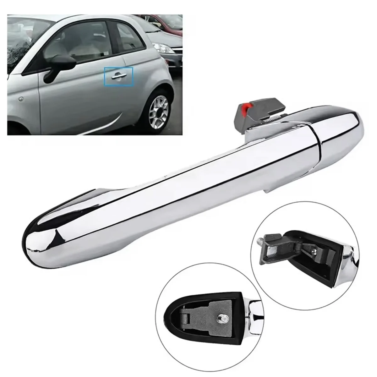 Maçaneta da porta externa cromada do lado esquerdo e direito adequada para Fiat 500 2007-2020 735592026 735592012   RHD