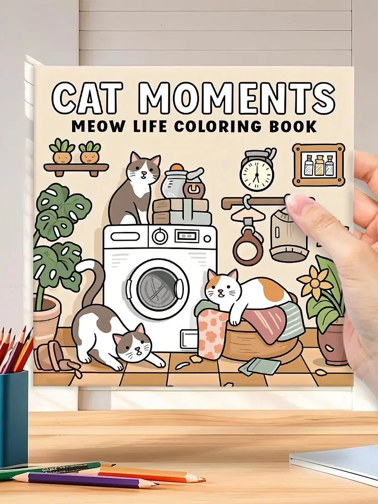 Cat Moments Kleurboek voor volwassenen Uniek boek voor ontspanning Opgewaardeerd papier voor comfortabel kleuren Perfect cadeau Vriend - afbeelding 2