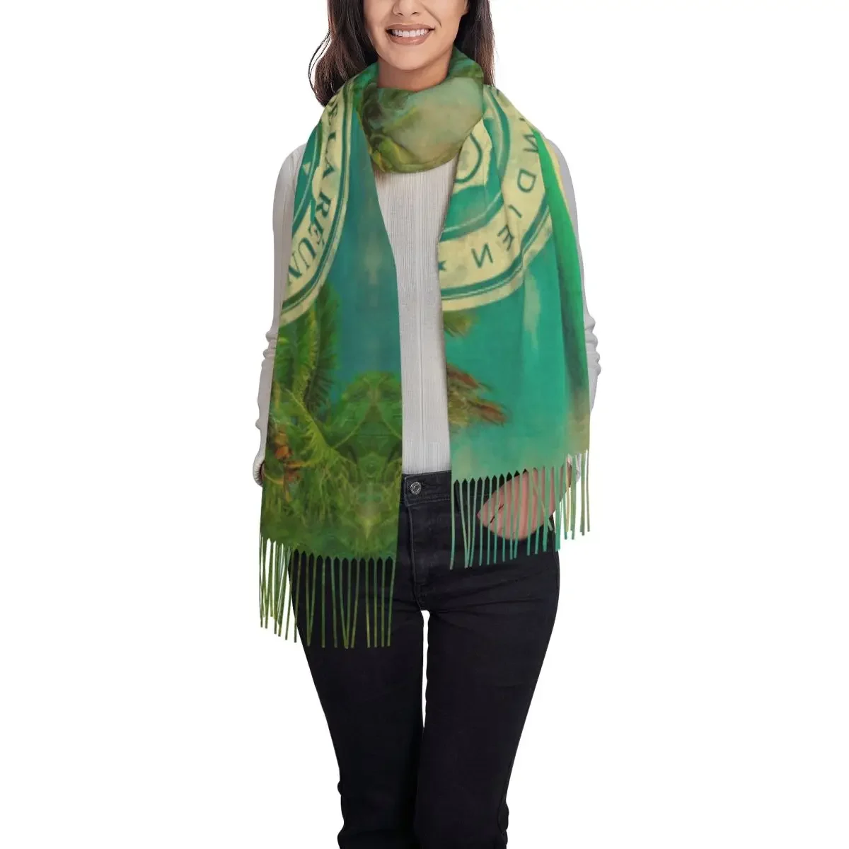 أوشحة نسائية كبيرة مخصصة من Ile De La Reunion 974 أوشحة نسائية للشتاء والخريف شال ناعم دافئ شرابة يلتف شاطئ المحيط الهندي #2