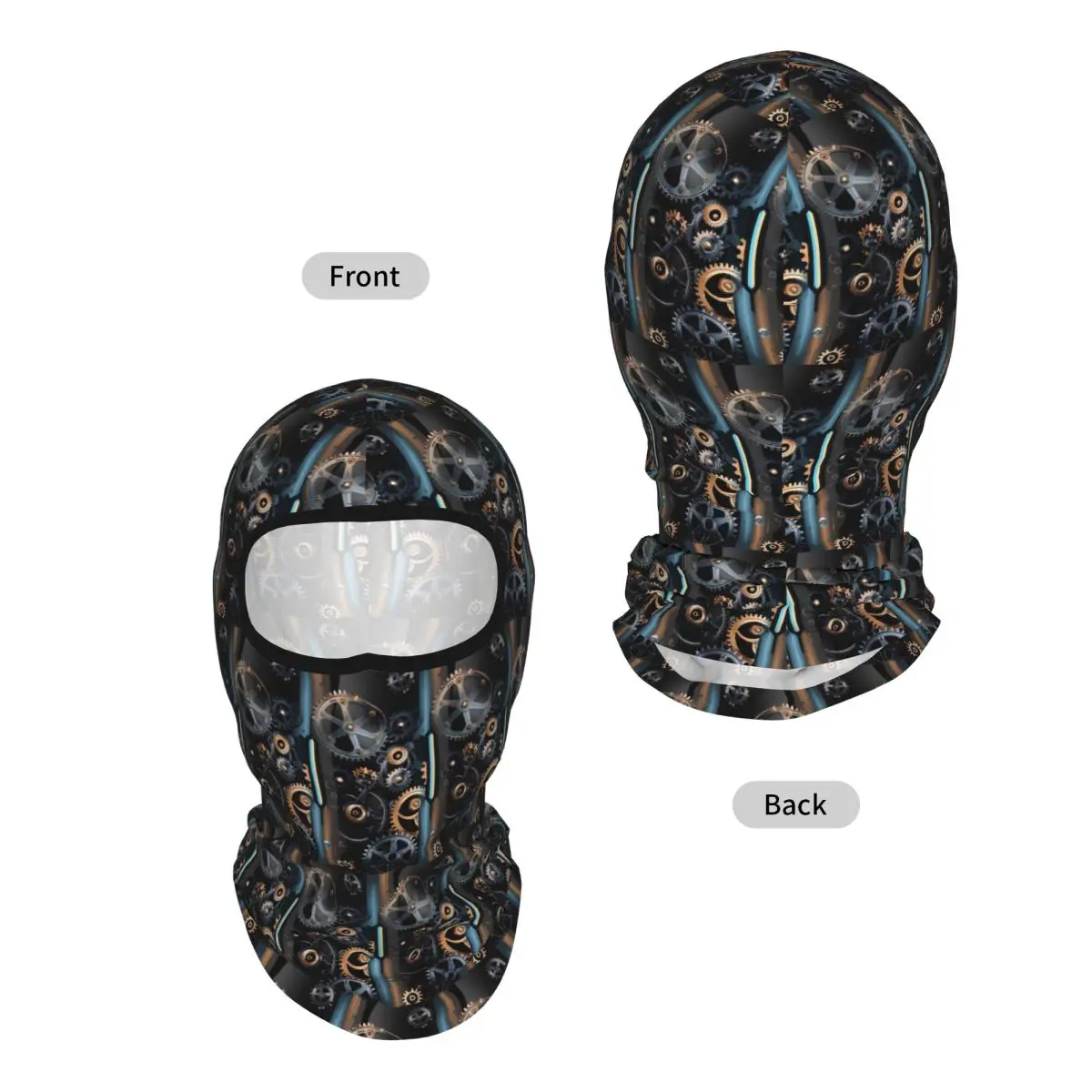 Mechanical Machine Gears Steampunk Style Breathable Thin Balaclava Full Face Mask Sun Protection Neck Gaiter For Motorcycle